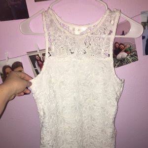White lace mini dress
